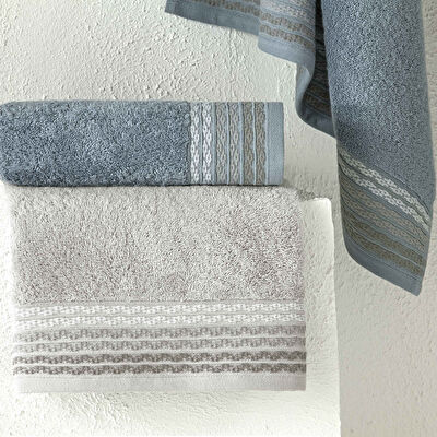 Taç Art Pure Cotton Pamuk Hamam Seti Gri Mavi