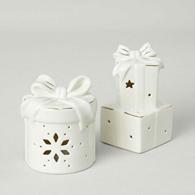 Linens Gift Box 7x7x13 cm Ledli Dekor Ekru