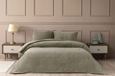 Linens Solven Çift Kişilik Yatak Örtüsü Seti Vizon