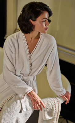 Linens Ribbon Pamuk S/M Bornoz Beyaz