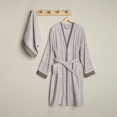 Linens Tesso Bambu S/M Bornoz Seti Stone