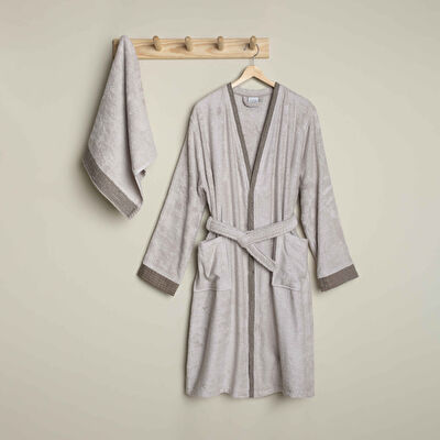 Linens Tesso Bambu L/Xl Bornoz Seti Stone