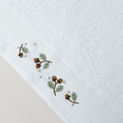 Linens Chestnut Pamuk 50x85 Cm Yüz Havlusu Beyaz
