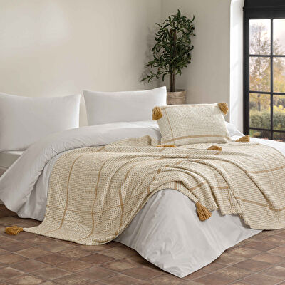 Linens Coze Throw / Tv Battaniyesi Hardal Tek Kişilik