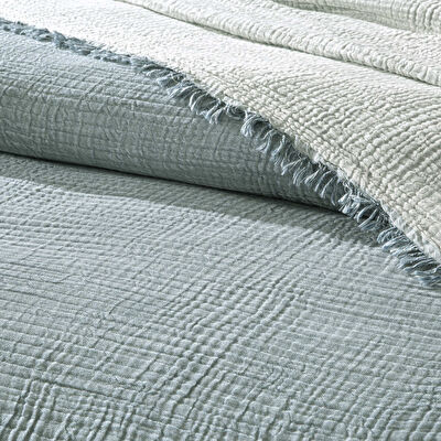 Linens Coraux Pamuk Muslin Çift Kişilik Pike Mavi