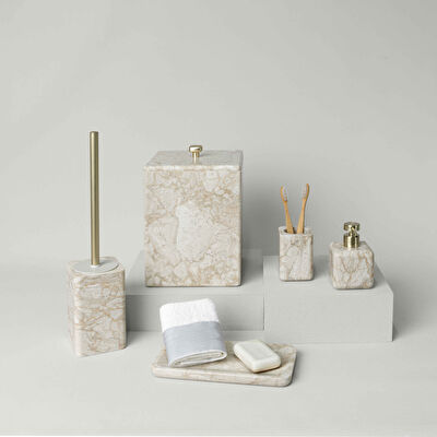 Linens Alora 6,8x6,8x10 Cm Diş Fırçalık Bej