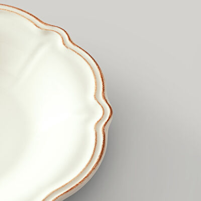 Linens Cinnamon Porselen 33 cm Supla/Sunum Tabağı Ekru-Kahve