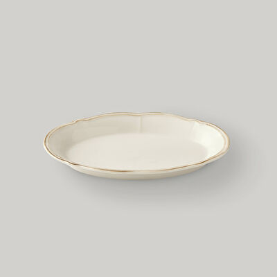 Linens Cinnamon Porselen 26 cm Kayık Tabak Ekru-Kahve