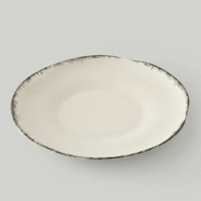 Linens Natura Porselen 28 cm Servis Tabağı Ekru-Antrasit