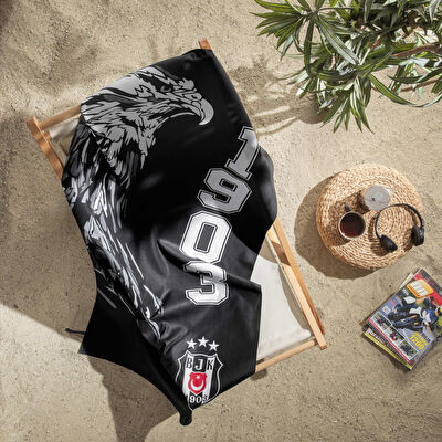 Taç Lisanslı Beşiktaş Logo Microfiber Plaj Havlusu