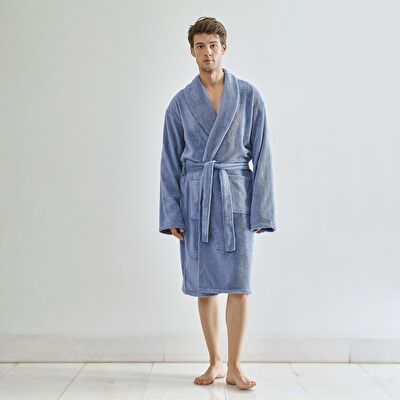 Linens Soft Pamuk Bornoz Mavi S