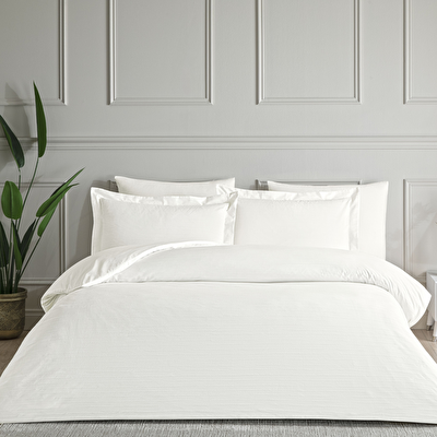 Linens White Collection Siren UC Pamuk Jakar Çift Kişilik Nevresim Takımı Beyaz