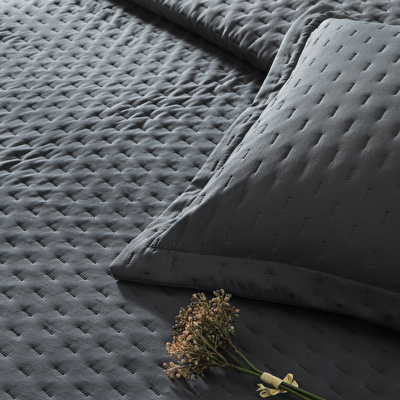 Linens Gardenia Çift Kişilik Yatak Örtüsü Seti Antrasit